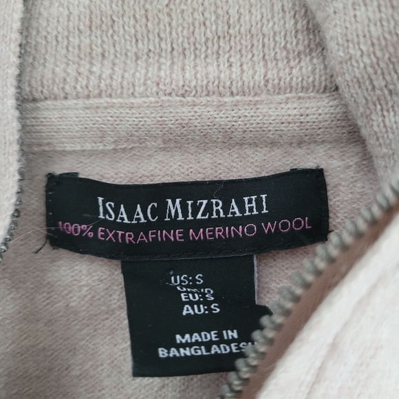 Isaac Mizrahi Cream 1/2 Zip 100% Merino Wool Sweater - Picture 2 of 4